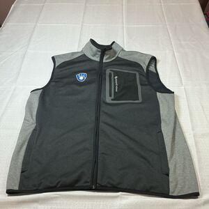 Vineyard Vines Milwaukee Brewers Vest Gray Black Men's Size L Full Zip